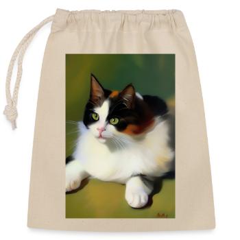 Katzen Bild - Verschließbarer Geschenkbeutel aus Baumwolle (25x30cm) - Natur - Vorne