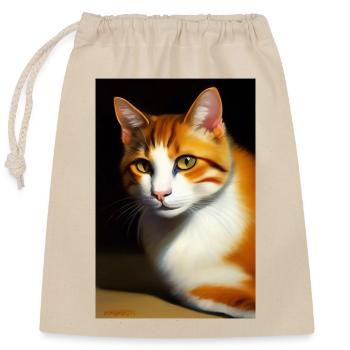 Katzen Bild - Verschließbarer Geschenkbeutel aus Baumwolle (25x30cm) - Natur - Vorne
