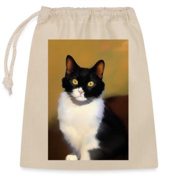 Katzen Bild - Verschließbarer Geschenkbeutel aus Baumwolle (25x30cm) - Natur - Vorne
