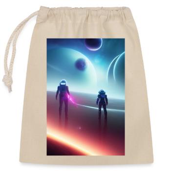 Astronaut, Space - Closable cotton gift bag (25x30cm) - nature - Front