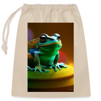 Frog - Closable cotton gift bag (25x30cm) - nature - Front