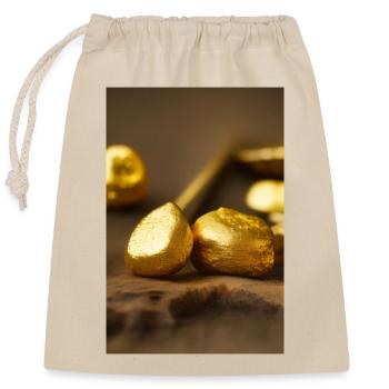 Gold Stücke - Verschließbarer Geschenkbeutel aus Baumwolle (25x30cm) - Natur - Vorne