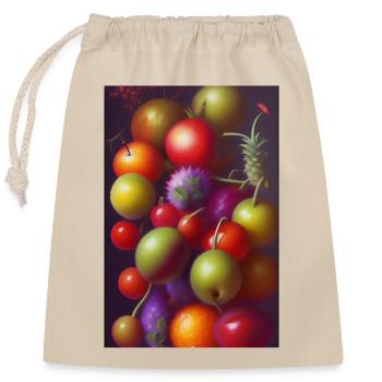 Fruit - Closable cotton gift bag (25x30cm) - nature - Front