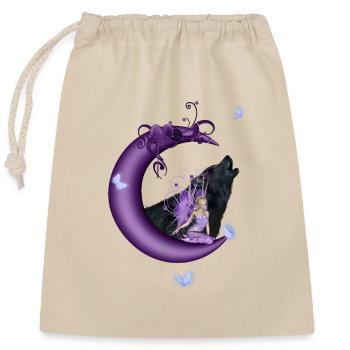 Fairy on the Moon - Closable cotton gift bag (25x30cm) - nature - Front