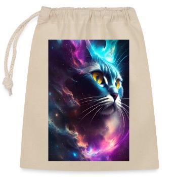 Cat in space - Closable cotton gift bag (25x30cm) - nature - Front
