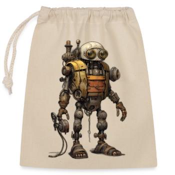 Roboter - Verschließbarer Geschenkbeutel aus Baumwolle (25x30cm) - Natur - Vorne