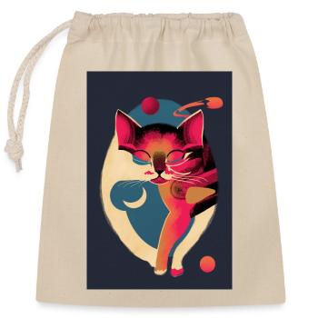 Astral Feline - Closable cotton gift bag (25x30cm) - nature - Front