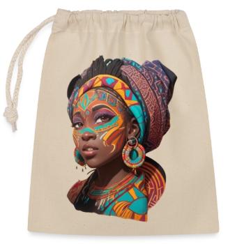 Femme africaine - Sac cadeau en coton avec cordon (25 x 30 cm) - nature - Devant