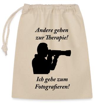 Therapie schwarz - Verschließbarer Geschenkbeutel aus Baumwolle (25x30cm) - Natur - Vorne