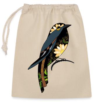 Colorful bird - Closable cotton gift bag (25x30cm) - nature - Front