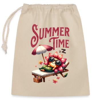 Summer Time Flower - Closable cotton gift bag (25x30cm) - nature - Front