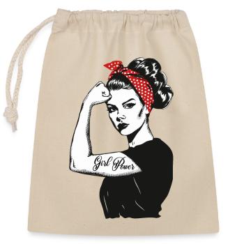 Girl Power Girl Power Grl Pwr Femme Fille Rétro - Sac cadeau en coton avec cordon (25 x 30 cm) - nature - Devant