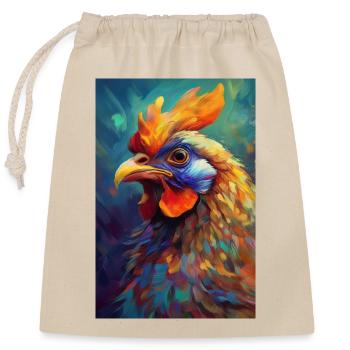 A Colorful Chicken Portrait 2 - Closable cotton gift bag (25x30cm) - nature - Front