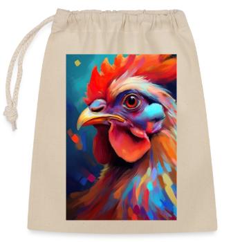A Colorful Chicken Portrait 3 - Closable cotton gift bag (25x30cm) - nature - Front