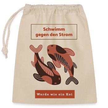 Nagez à contre-courant : Devenez comme une carpe koï - Sac cadeau en coton avec cordon (25 x 30 cm) - nature - Devant