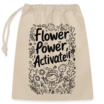 Flower Power Activate - Closable cotton gift bag (25x30cm) - nature - Front