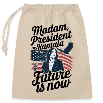 MADAM PRESIDENT KAMALA, FUTURE IS NOW - Closable cotton gift bag (25x30cm) - nature - Front