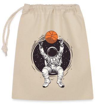 Astronaut spielt Basketball im Weltraum - Lustiges Design - Verschließbarer Geschenkbeutel aus Baumwolle (25x30cm) - Natur - Vorne