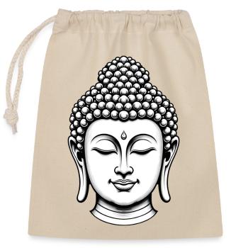 Buddha-Kopf - Verschließbarer Geschenkbeutel aus Baumwolle (25x30cm) - Natur - Vorne