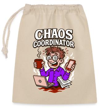 Chaos im Griff – irgendwie. - Verschließbarer Geschenkbeutel aus Baumwolle (25x30cm) - Natur - Vorne