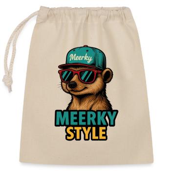 Meerky Style - Closable cotton gift bag (25x30cm) - nature - Front