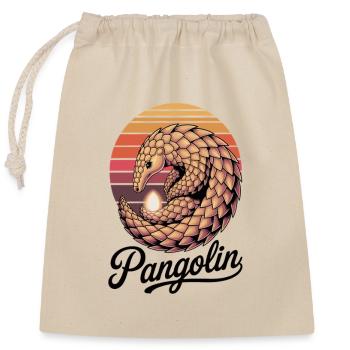 Pangolin: Schuppentier im Retro-Look - Verschließbarer Geschenkbeutel aus Baumwolle (25x30cm) - Natur - Vorne