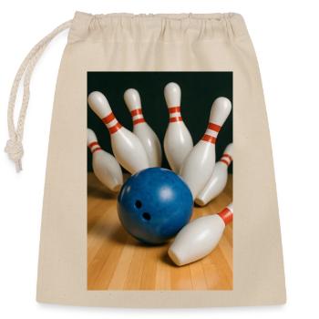 Sports - Bowling - Sac cadeau en coton avec cordon (25 x 30 cm) - nature - Devant