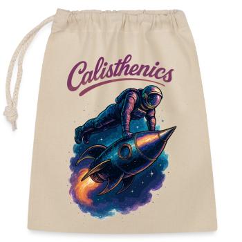 Calisthenics Astronaut Push-ups Rocket Gift - Closable cotton gift bag (25x30cm) - nature - Front
