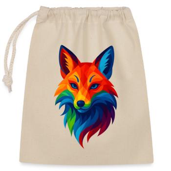 WPAP Stil Tiere - Kitsune Fuchsgeist - Verschließbarer Geschenkbeutel aus Baumwolle (25x30cm) - Natur - Vorne