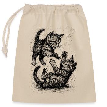 Rangée de chats - Sac cadeau en coton avec cordon (25 x 30 cm) - nature - Devant