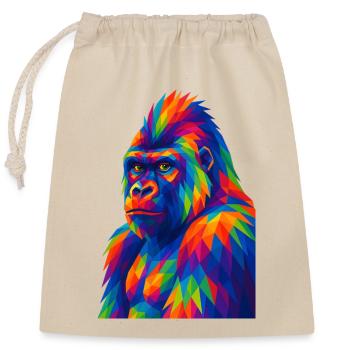 WPAP Polygon Stil Tiere - Gorilla Porträt - Verschließbarer Geschenkbeutel aus Baumwolle (25x30cm) - Natur - Vorne