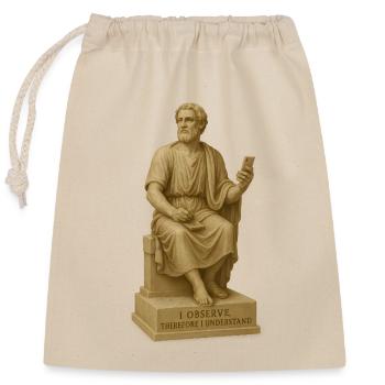 Antiker Philosophenstatue mit Smartphone - Verschließbarer Geschenkbeutel aus Baumwolle (25x30cm) - Natur - Vorne