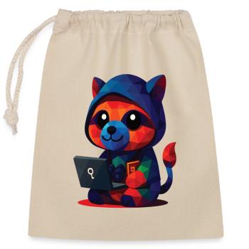 WPAP Polygon Kawaii Stil Tiere Baby Waschbär - Verschließbarer Geschenkbeutel aus Baumwolle (25x30cm) - Natur - Vorne