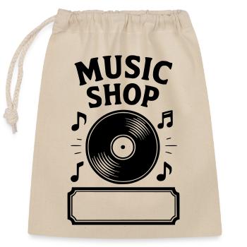 Musikgeschäft Vinyl - Verschließbarer Geschenkbeutel aus Baumwolle (25x30cm) - Natur - Vorne