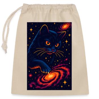 Conception de chat cosmique, Chats d’amour - Sac cadeau en coton avec cordon (25 x 30 cm) - nature - Devant