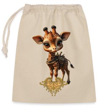 Charmante Steampunk-Giraffe - Verschließbarer Geschenkbeutel aus Baumwolle (25x30cm) - Natur - Vorne