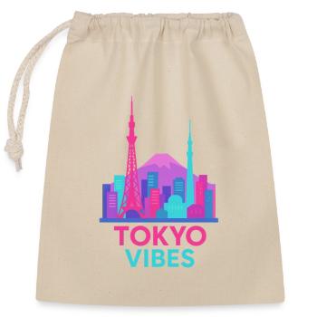 Tokio Vibes Neon Skyline Silhouette bunte Farben  - Verschließbarer Geschenkbeutel aus Baumwolle (25x30cm) - Natur - Vorne