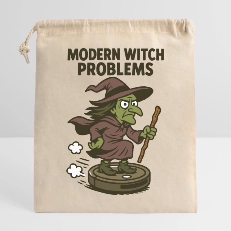 Modern Witch Problems – Funny Witch Design Closable cotton gift bag (25x30cm)