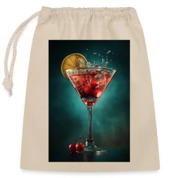 Martini aux cerises pourpres Splash - Sac cadeau en coton avec cordon (25 x 30 cm) - nature - Devant