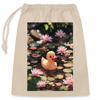 Duck Among Water Lilies - Closable cotton gift bag (25x30cm) - nature - Front