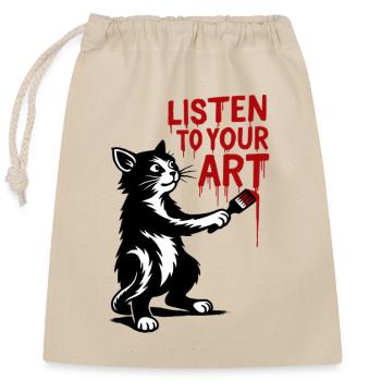 Écoutez votre chat d’art - Sac cadeau en coton avec cordon (25 x 30 cm) - nature - Devant