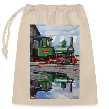 Steam Locomotive Reflection - Closable cotton gift bag (25x30cm) - nature - Front