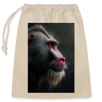 Mandrill Gaze in Velvet Night - Closable cotton gift bag (25x30cm) - nature - Front