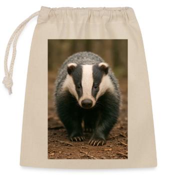 Badger Forest - Closable cotton gift bag (25x30cm) - nature - Front