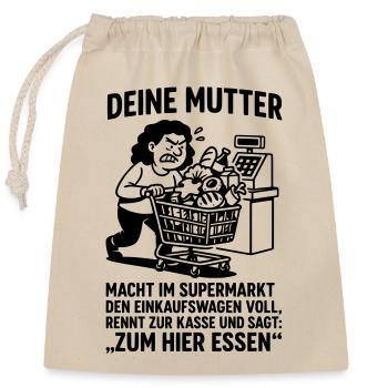 supermarkt kasse deine mutter witz - Verschließbarer Geschenkbeutel aus Baumwolle (25x30cm) - Natur - Vorne