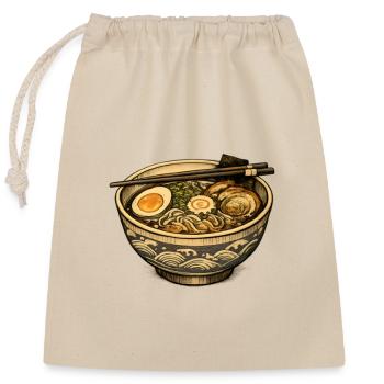 Ramen Nudeln - Verschließbarer Geschenkbeutel aus Baumwolle (25x30cm) - Natur - Vorne