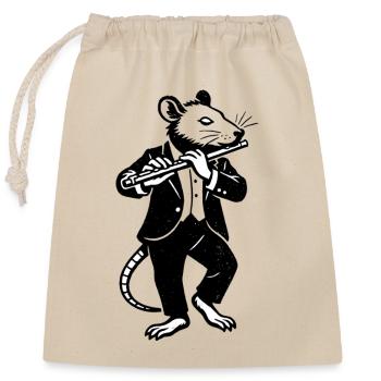 Un musicien rat en costume avec une flûte - Sac cadeau en coton avec cordon (25 x 30 cm) - nature - Devant