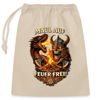 Skull Warrior Dragonfire - Closable cotton gift bag (25x30cm) - nature - Front