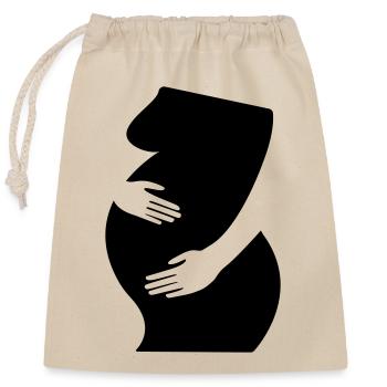 Grossesse, bébé - Sac cadeau en coton avec cordon (25 x 30 cm) - nature - Devant