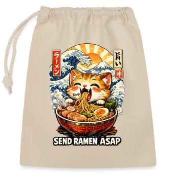 Ramen Kawaii Cat Anime - Closable cotton gift bag (25x30cm) - nature - Front